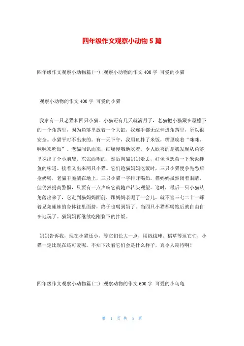 四年级作文观察小动物5篇