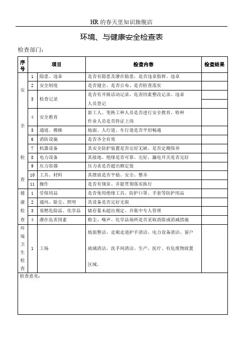 环境、与健康安全检查表