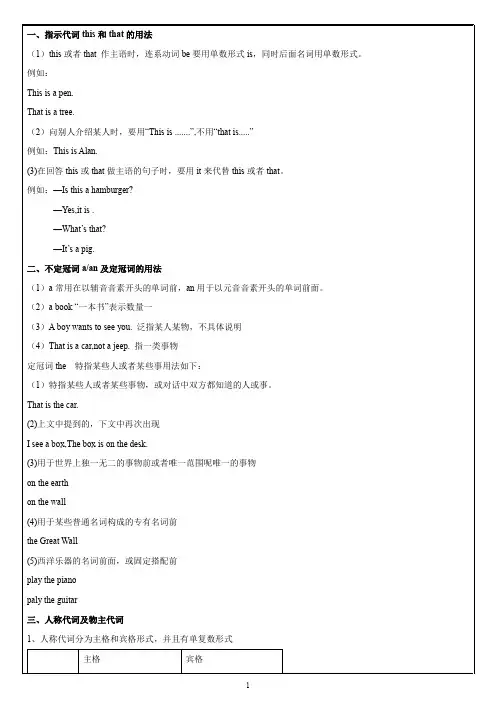 鲁教版初一重点语法运用