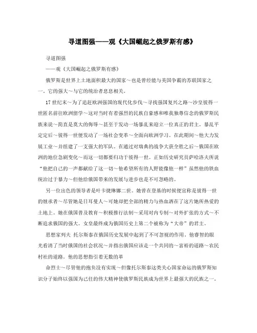 寻道图强——观《大国崛起之俄罗斯有感》