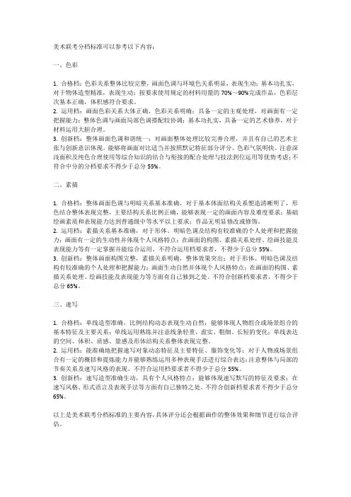 美术联考分档标准