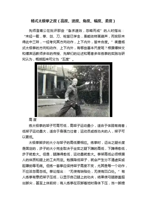 杨式太极拳之度（高度、速度、角度、幅度、柔度）
