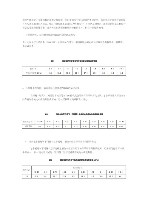 消防车荷载的取值问题