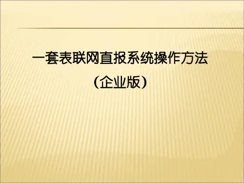 一套表联网直报系统操作方法(企业版)
