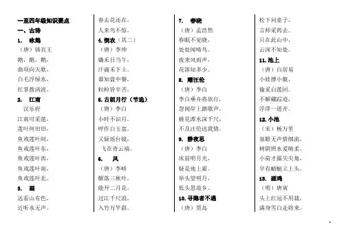 部编版小学语文毕业整理复习资料(日积月累、文言文、古诗)