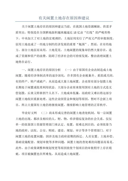 有关闲置土地存在原因和建议
