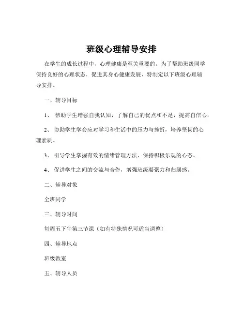 班级心理辅导安排