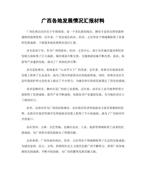 广西各地发展情况汇报材料