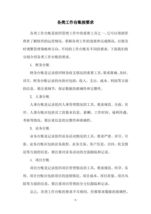 各类工作台账按要求