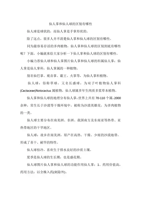 仙人掌和仙人球的区别有哪些