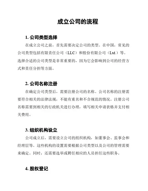 成立公司的流程