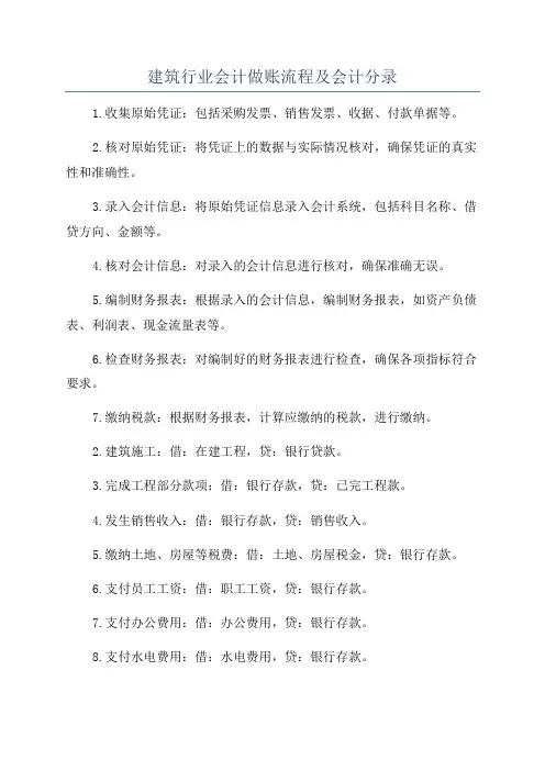 建筑行业会计做账流程及会计分录