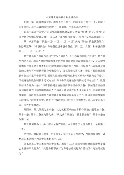 中国健身瑜伽段位制管理办法