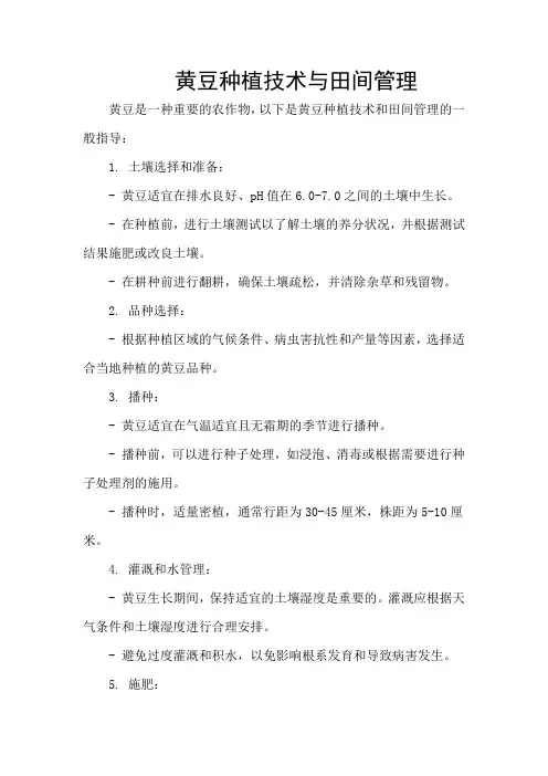 黄豆种植技术与田间管理