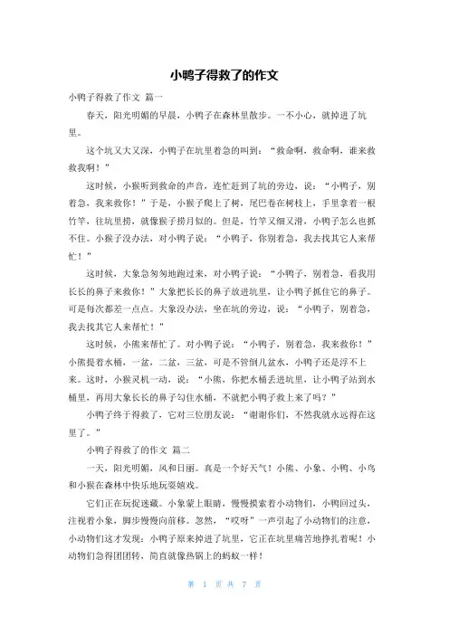 小鸭子得救了的作文