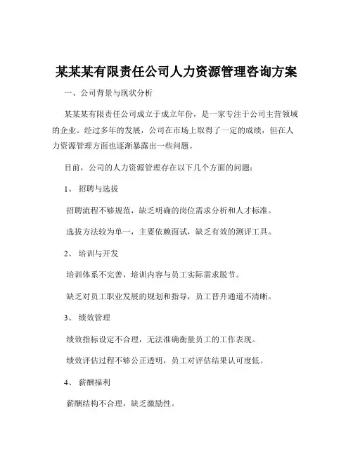 某某某有限责任公司人力资源管理咨询方案