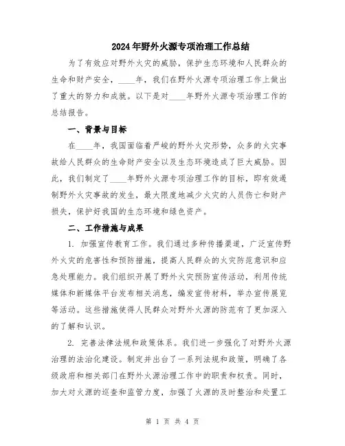 2024年野外火源专项治理工作总结