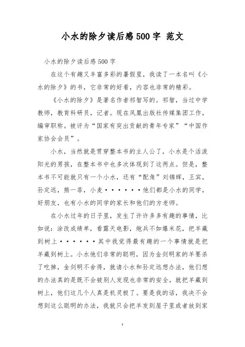 小水的除夕读后感500字 范文