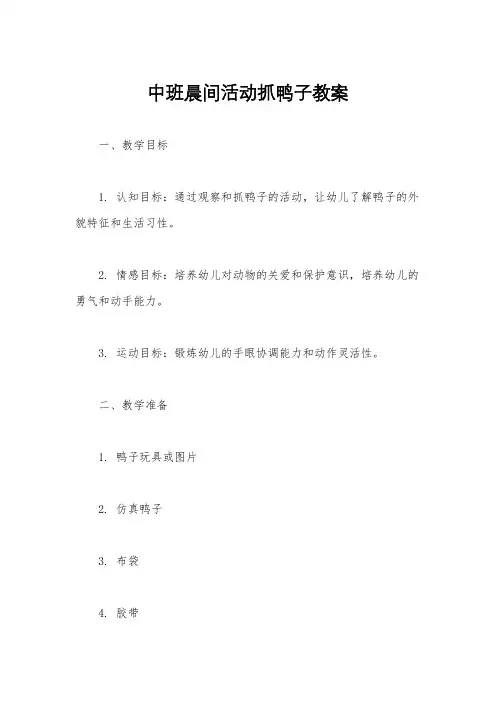 中班晨间活动抓鸭子教案