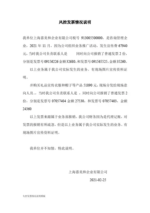失控发票情况说明模板