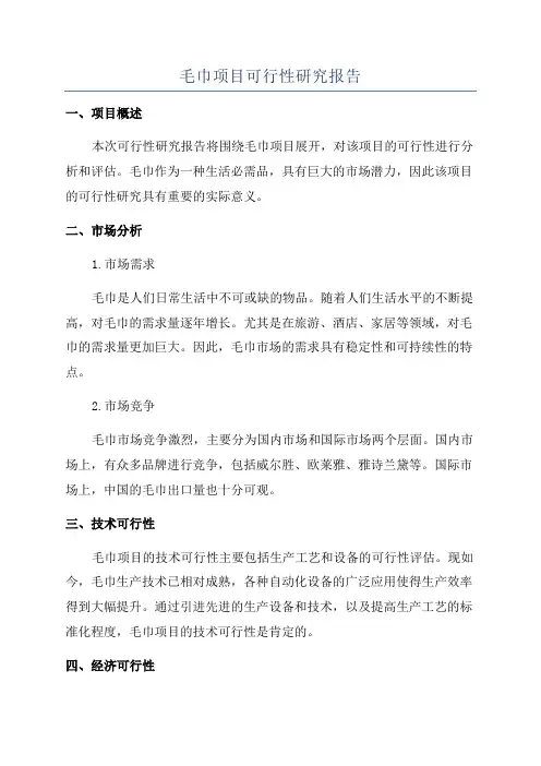 毛巾项目可行性研究报告