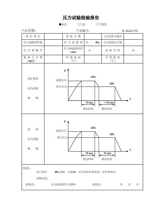 压力试验检验报告