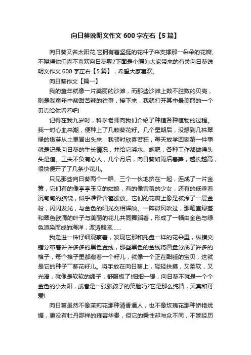 向日葵说明文作文600字左右【5篇】