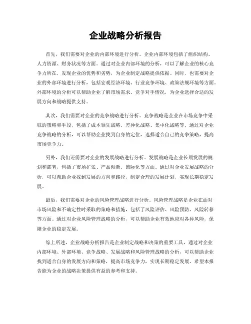 企业战略分析报告