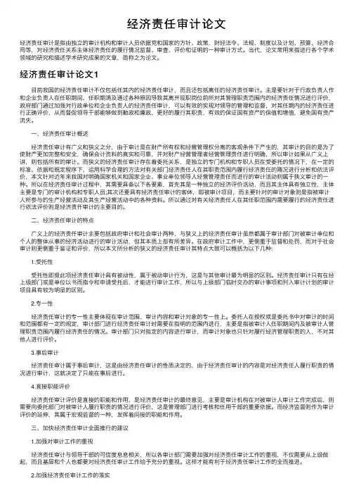 经济责任审计论文