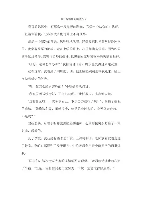 剪一段温暖的阳光作文