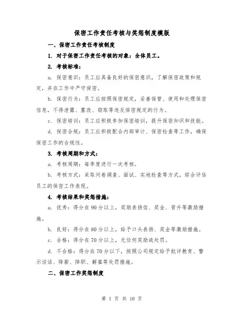 保密工作责任考核与奖惩制度模版(4篇)