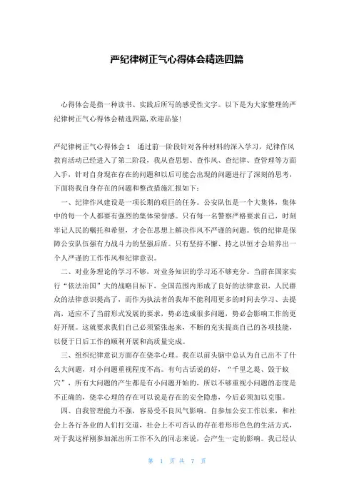 严纪律树正气心得体会精选四篇