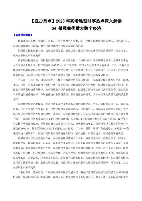 04做强做优做大数字经济(原卷版)