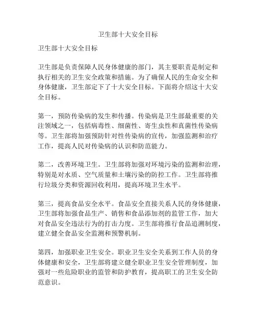 卫生部十大安全目标