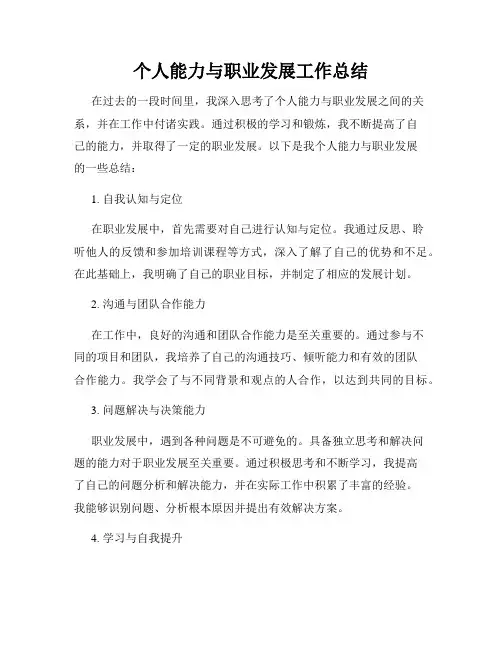 个人能力与职业发展工作总结