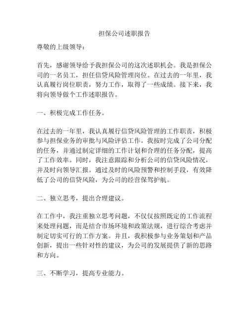担保公司述职报告