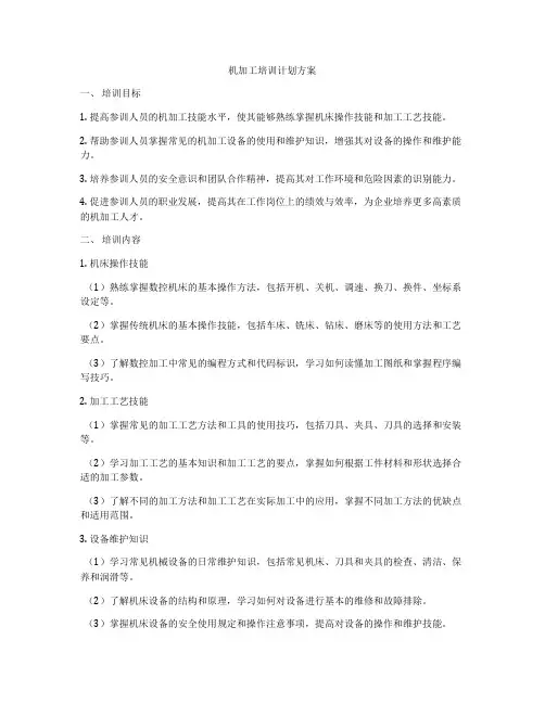机加工培训计划方案