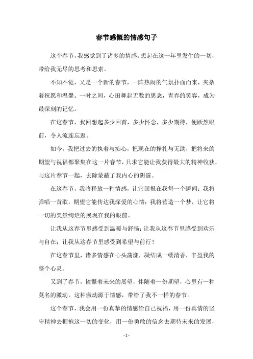 春节感慨的情感句子