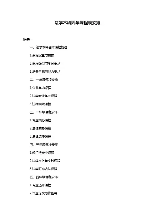 法学本科四年课程表安排