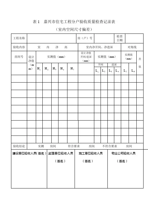 分户验收检查记录表