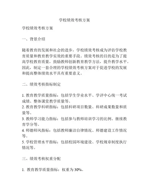 学校绩效考核方案
