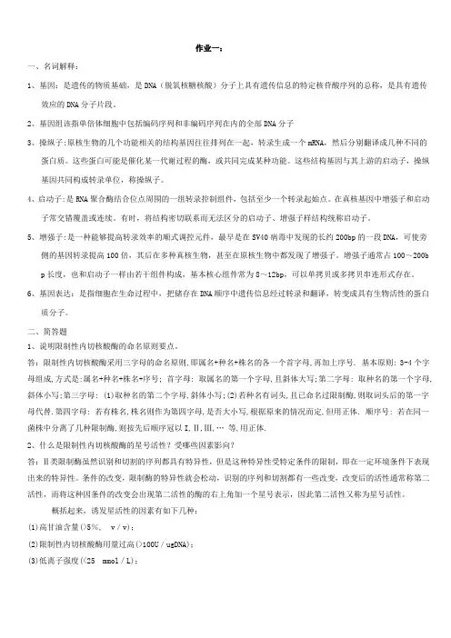 基因工程试题及答案全集
