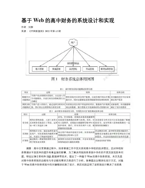 基于Web的高中财务的系统设计和实现