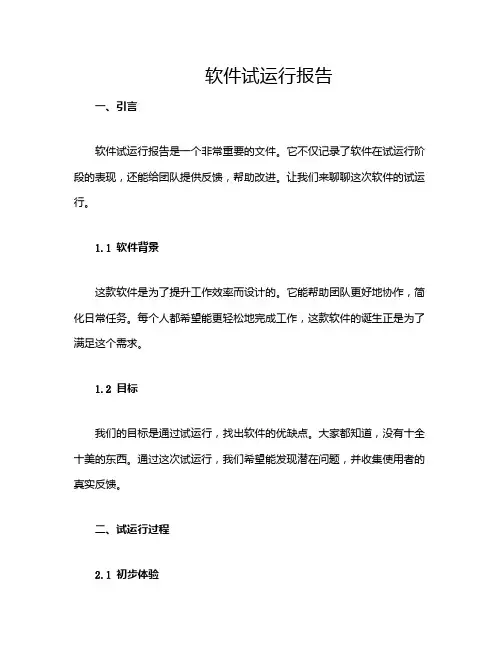 软件试运行报告