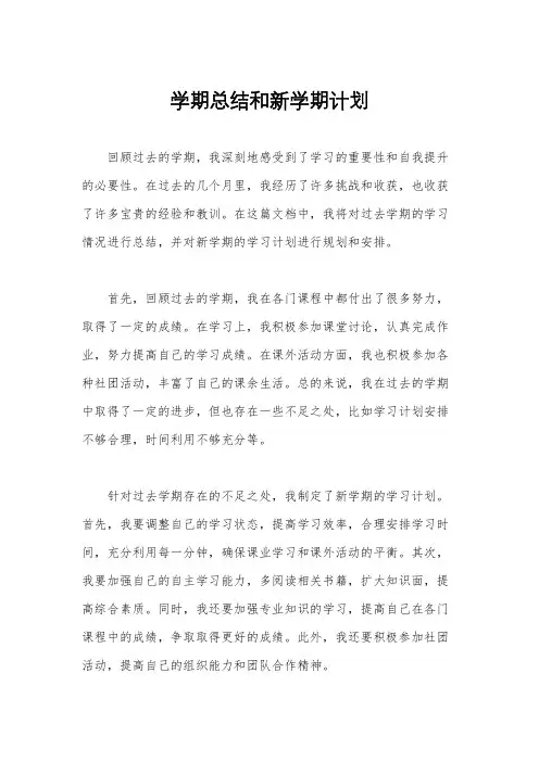学期总结和新学期计划