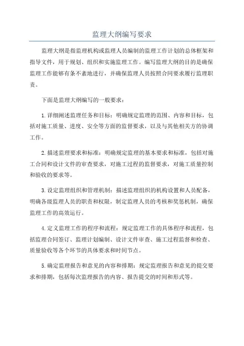 监理大纲编写要求