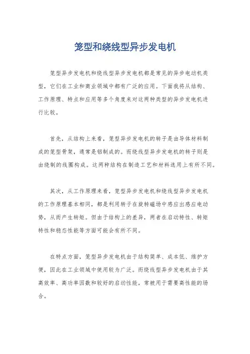 笼型和绕线型异步发电机