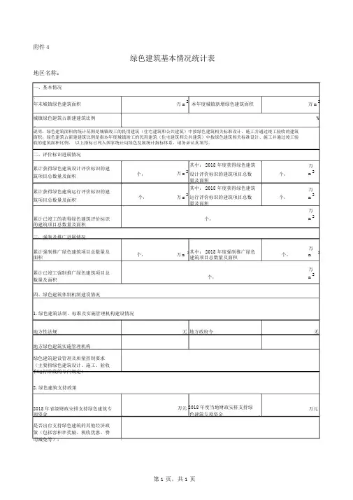 绿色建筑基本情况统计表