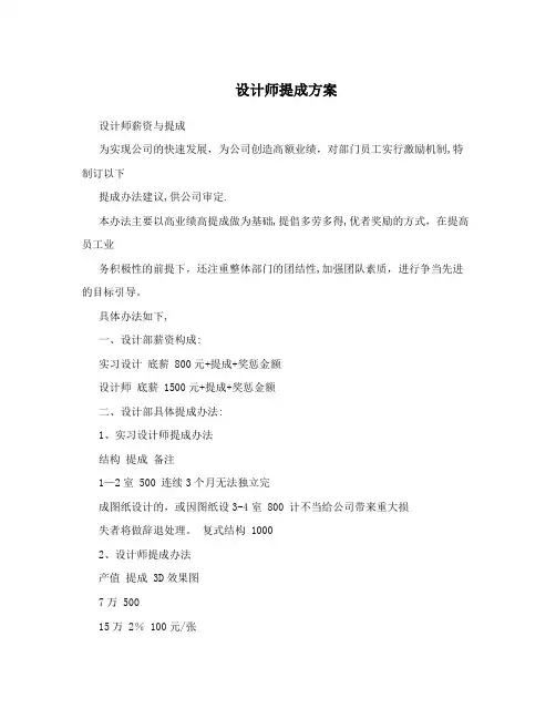设计师提成方案
