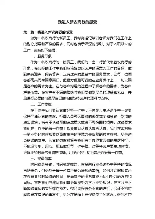 我进入新农商行的感受
